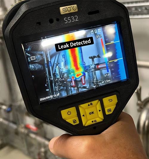 Industrial acoustic imager dealer support for leak detection in piping systems